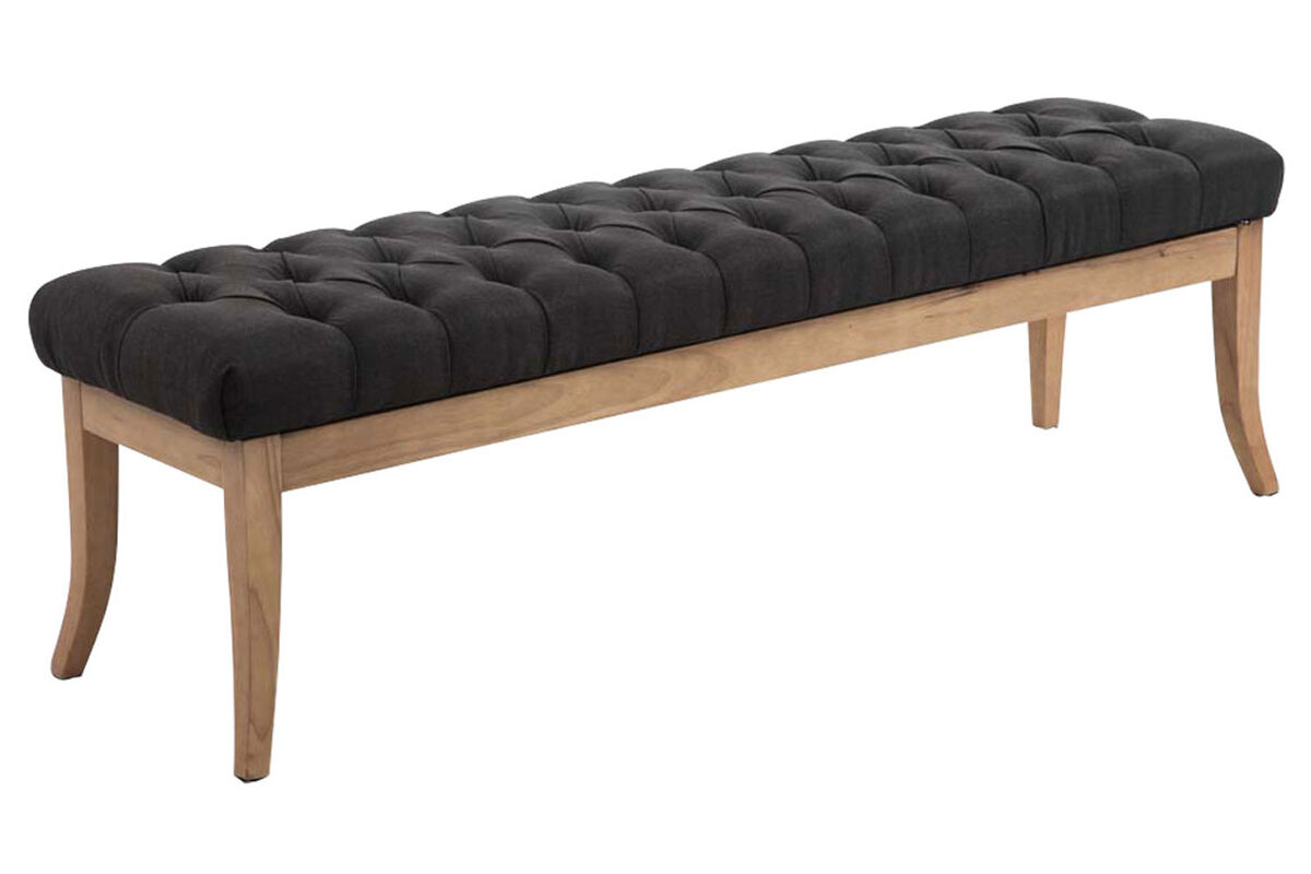 Banco Recibidor Ramses En Tela & Madera Clara 150x38 Gris Oscuro