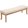 Banco Ramses tapizado en tela con estructura de madera clara Crema 38X150X46 cm