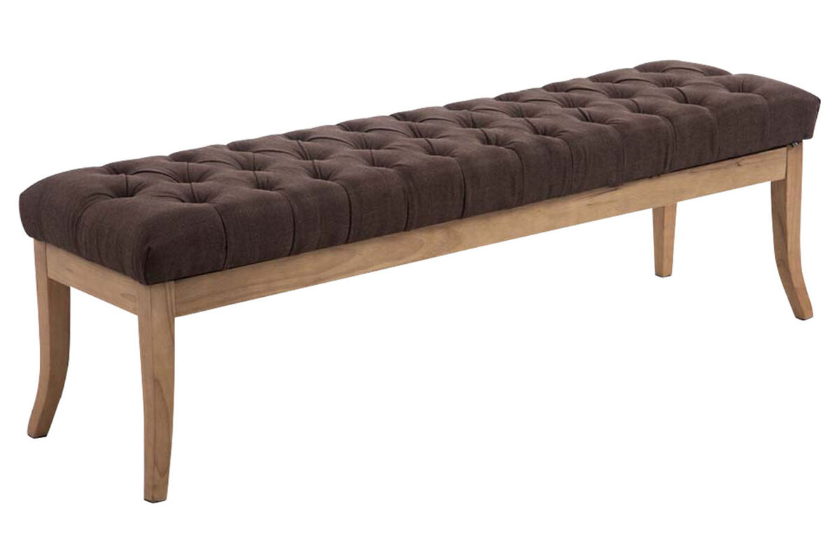 Banco Recibidor Ramses En Tela & Madera Clara 150x38 Marrón
