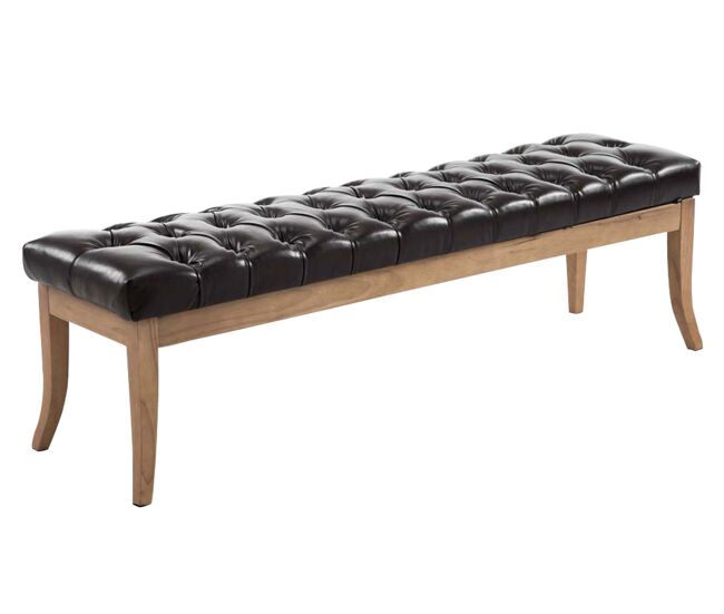 Banco Recibidor Ramses En Madera Clara Simil cuero Marrón 38X150X46 cm