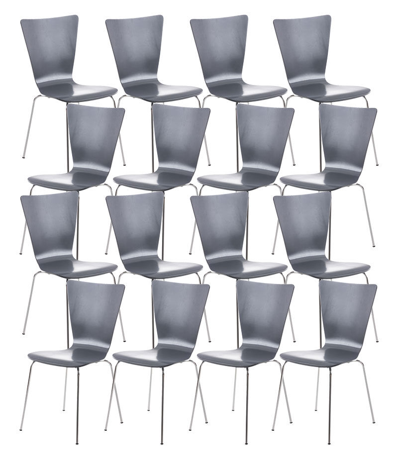 Set de16 sillas de visita aaron madera gris 50x43x84 cm