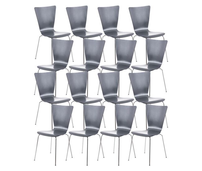 Set de16 sillas de visita aaron madera gris 50x43x84 cm