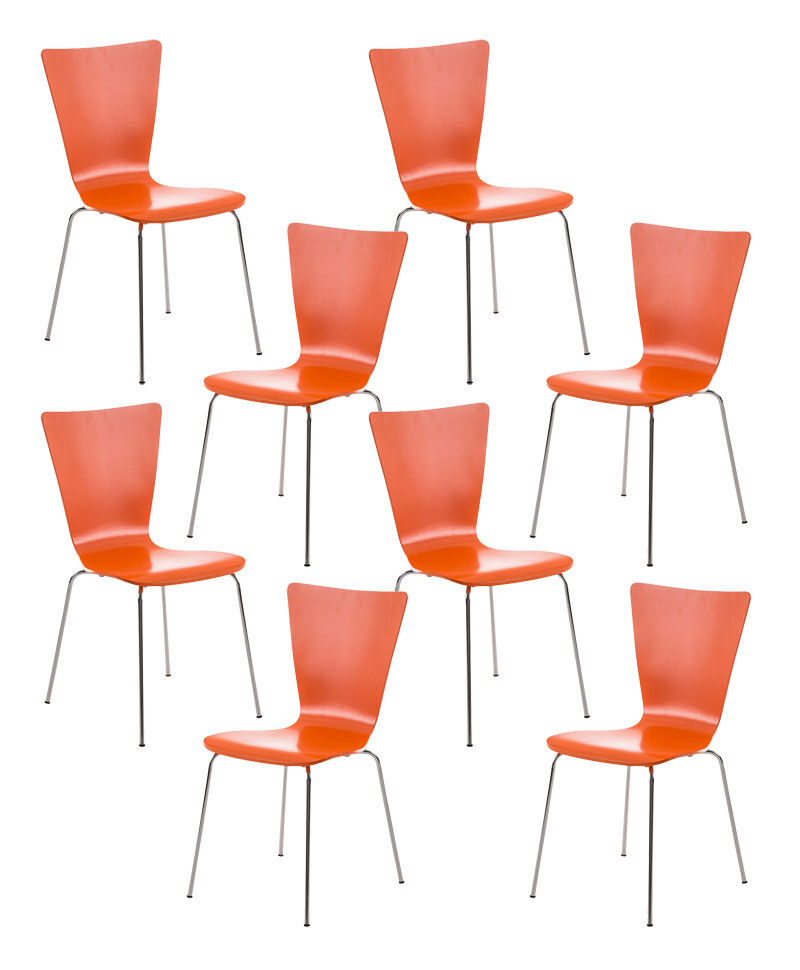 Set 8x sillas de visita aaron madera naranja 50x43x84 cm