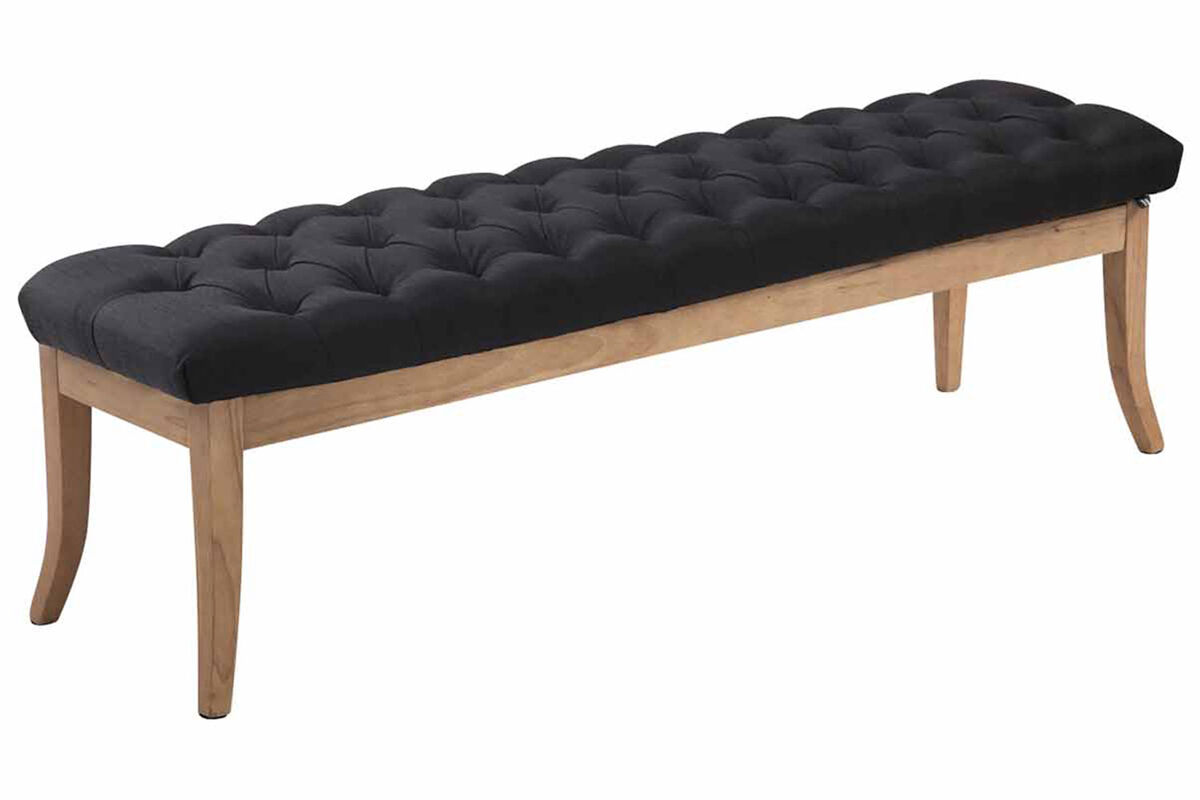 Banco Recibidor Ramses En Tela & Madera Clara 150x38 Negro
