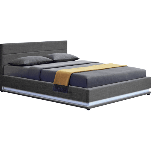 Cama Baú LED Anastasia - 140 x 190 - Cinza escuro