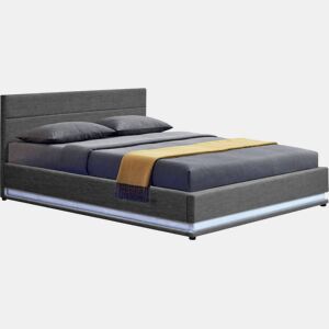 Cama Baú LED Anastasia - 140 x 190 - Cinza escuro