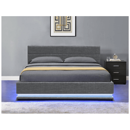 Cama Baú LED Anastasia - 140 x 190 - Cinza escuro