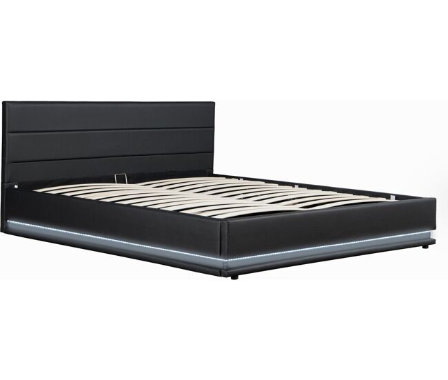 Cama con led "anastasia"- 140 x 190 cm - negro