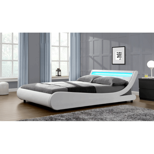 Cama LED atacha - 160 x 200 cm - Branca