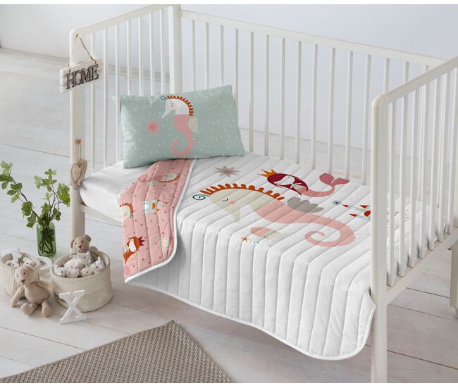Colcha bouti reversible sea horse 110x130 cm