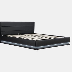 Cama LED com baú Anastasia - 160 x 200 cm - Preto