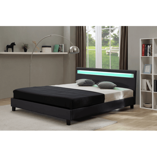 Cama LED Maria - 140 x 190 cm - Preta