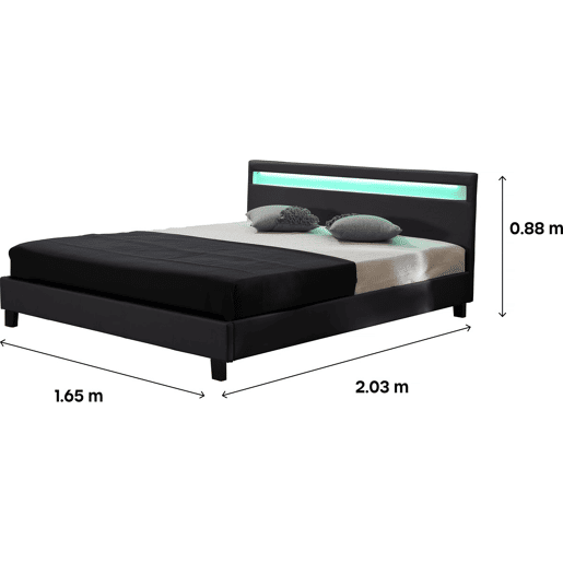 Cama LED Maria - 160 x 200 cm - Preta
