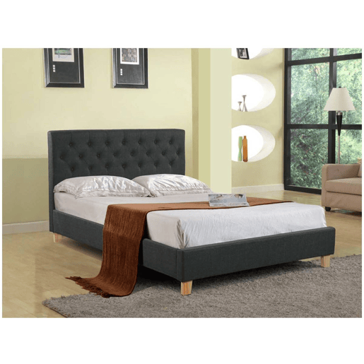 Cama de casal Emmy - 140 x 190 cm - Cinza