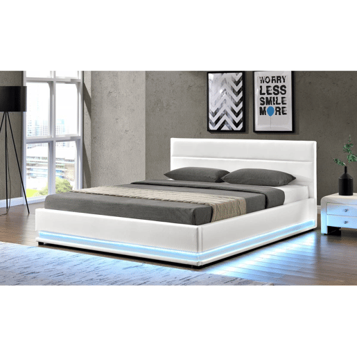 Cama LED com baú Anastasia - 160 x 200 cm - Branco