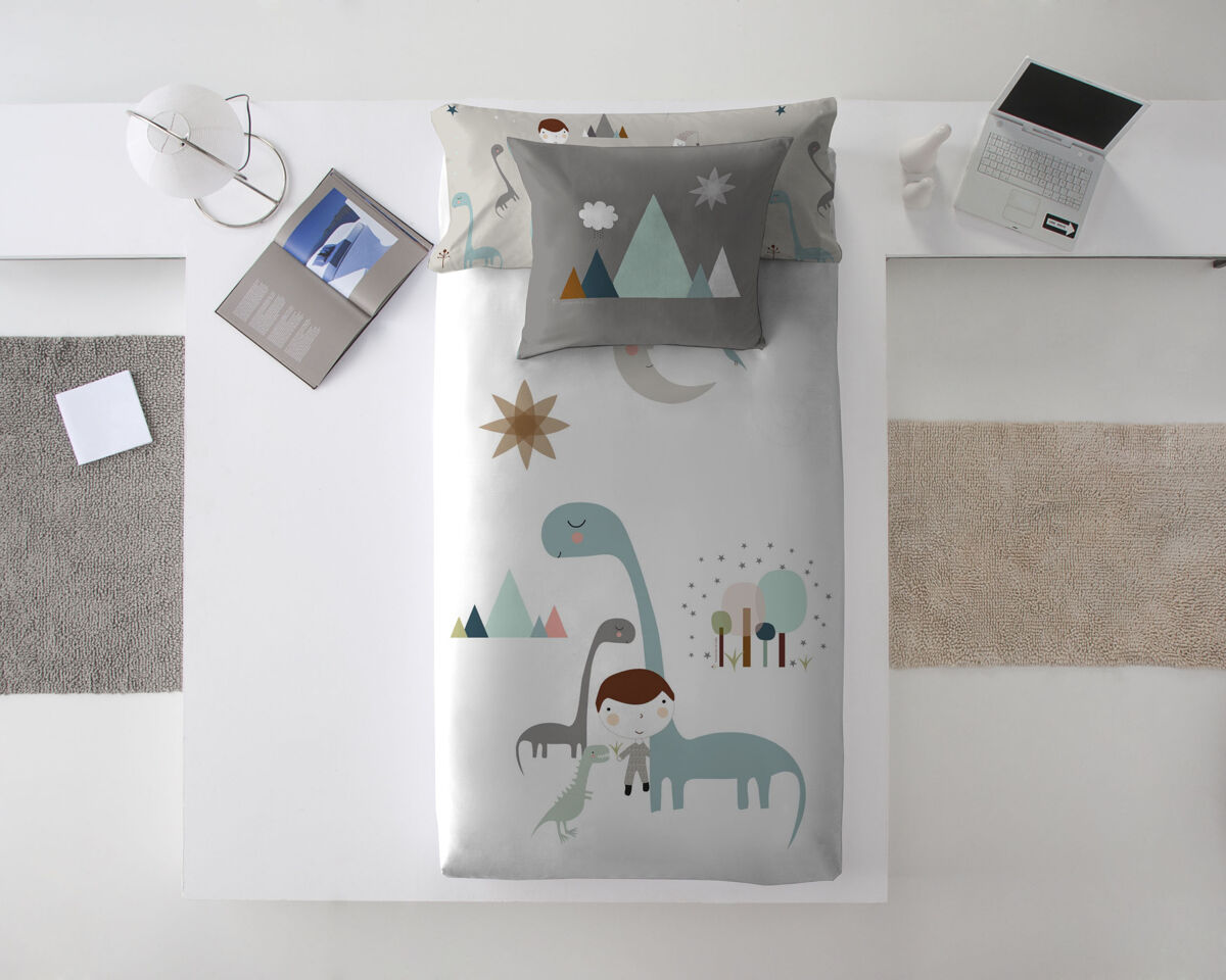 Funda nórdica reversible jurasic white cama 90