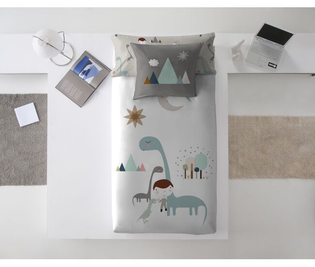 Funda nórdica reversible jurasic white cama 90