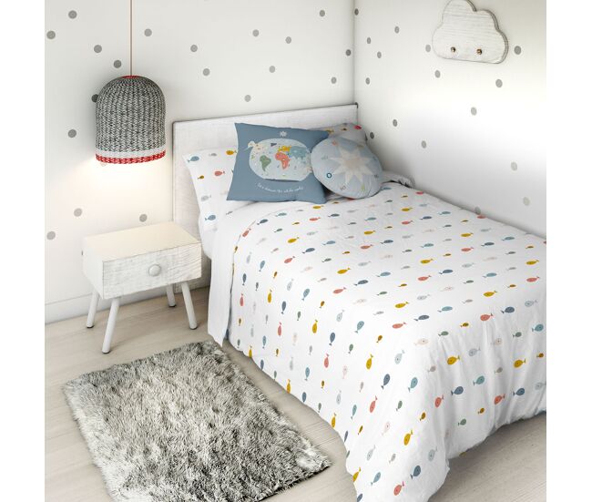 Funda nórdica reversible mapa mundi cama 90
