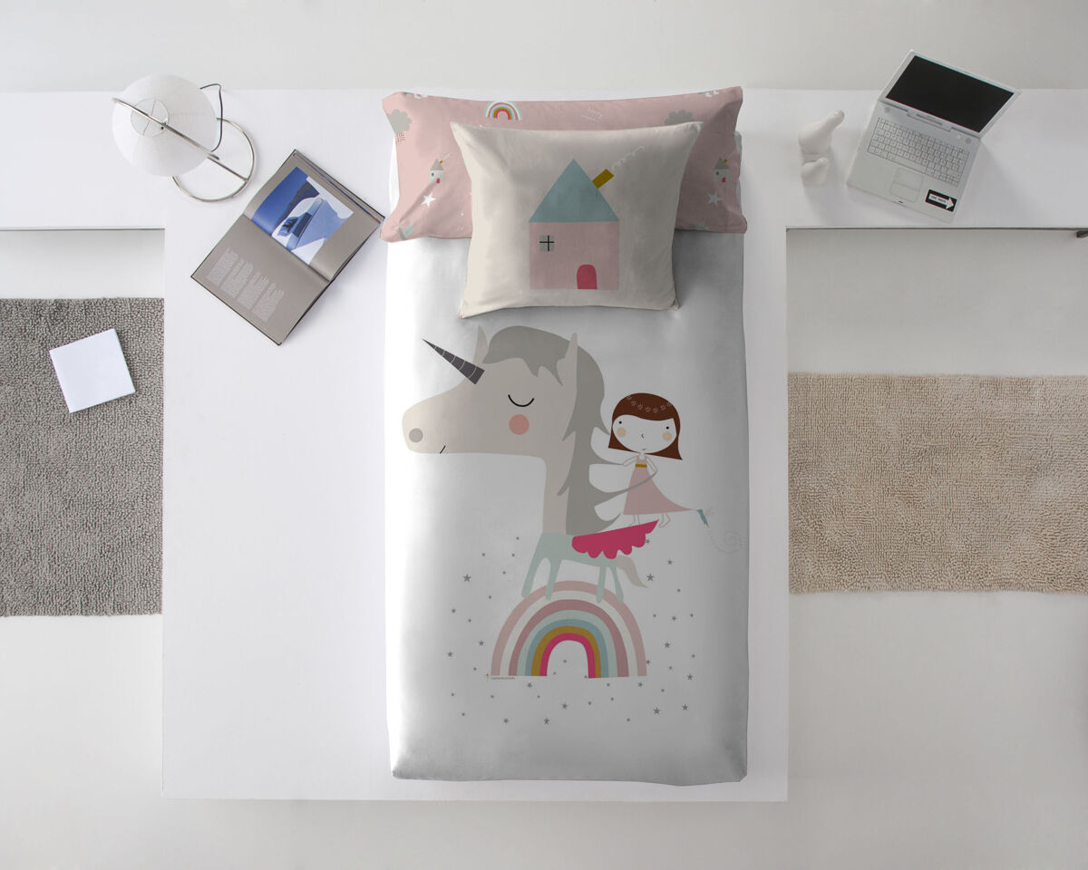 Funda nórdica reversible unicorn white cama 90