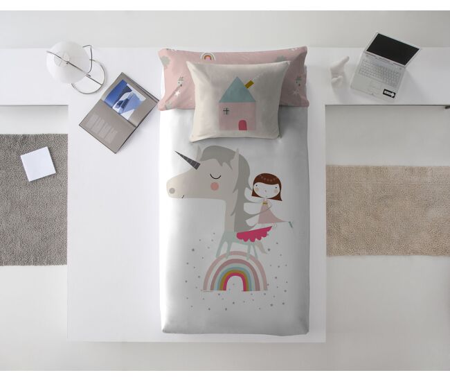Funda nórdica reversible unicorn white cama 105