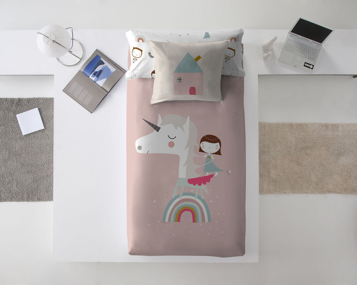 Funda nórdica reversible unicorn pink cama 105