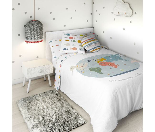 Funda nórdica reversible mapa mundi cama 105