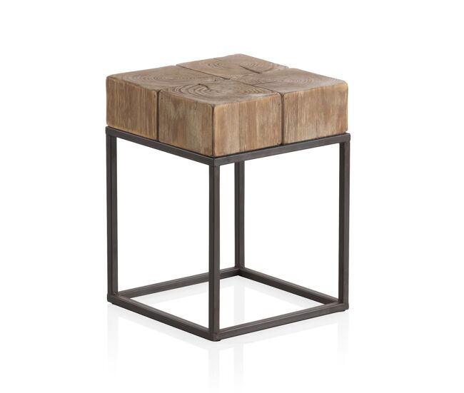 Banco de madera con patas de metal
