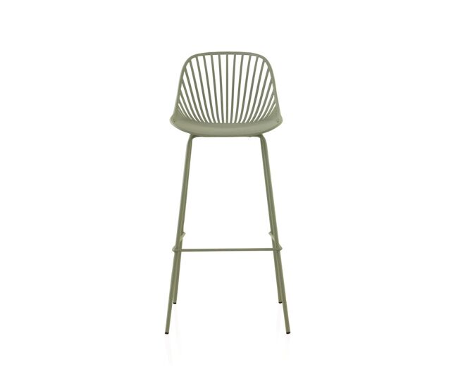 Lote de 2 taburetes de pp color pistacho con patas de metal