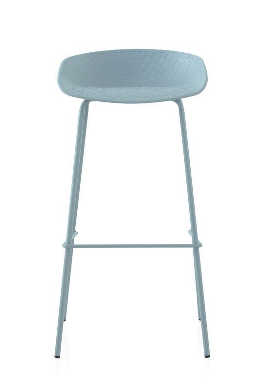 Lote de 2 taburetes de pp azul cielo con patas de metal