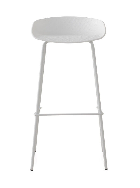 Pack de 2 taburetes pp blancos con patas metálicas