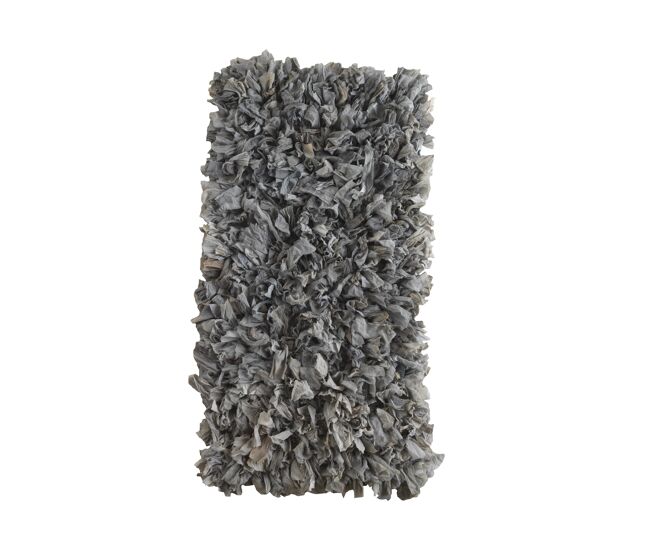 Alfombra de algodón y poliéster gris 60x120 cm