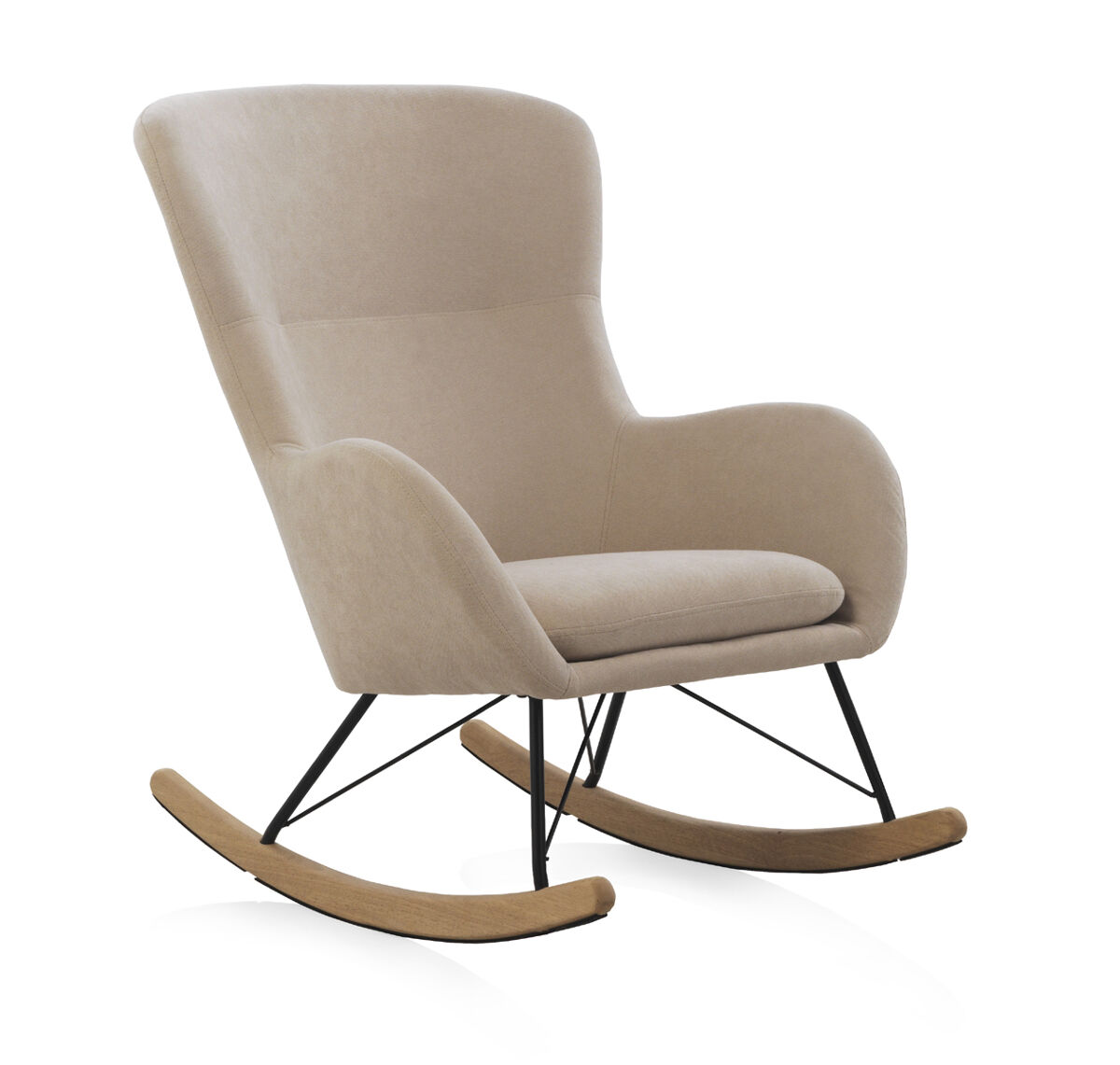 Mecedora tapizada con patas de metal