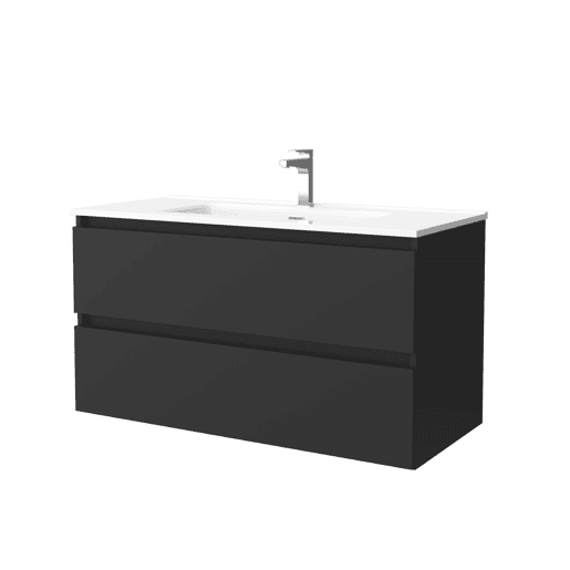 Móvel de banheiro Bequia 100 cm Preto Mate | Lavatório em porcelana | Salgar Móvel de banheiro Bequia 100 cm Preto Mate | Lavatório em porcelana | Salgar