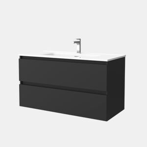 Móvel de banheiro Bequia 100 cm Preto Mate | Lavatório em porcelana | Salgar
