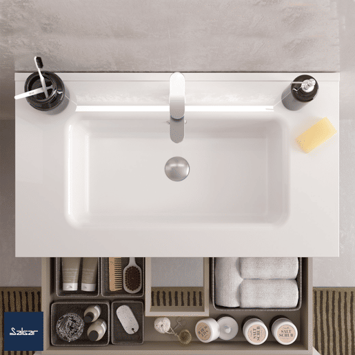Móvel de banheiro Bequia 100 cm Preto Mate | Lavatório em porcelana | Salgar Móvel de banheiro Bequia 100 cm Preto Mate | Lavatório em porcelana | Salgar