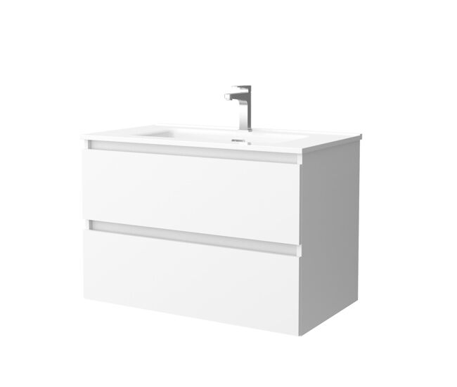 Mueble de baño bequia 80 cm blanco mate | lavabo de porcelana | salgar