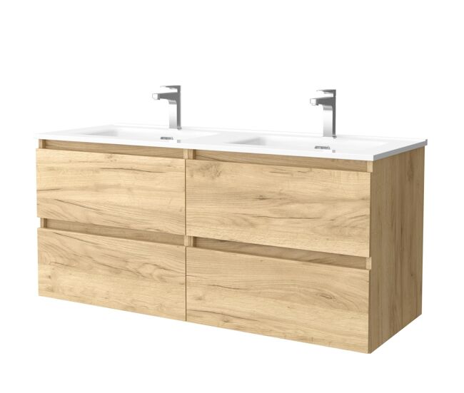 Mueble de baño bequia 120 cm roble | lavabo de porcelana | salgar