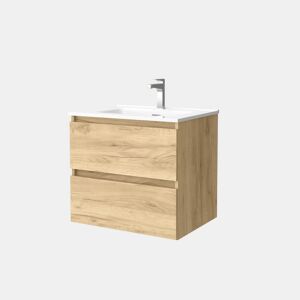 Móvel de banheiro Bequia 70 cm Carvalho | Lavatório em porcelana | Salgar