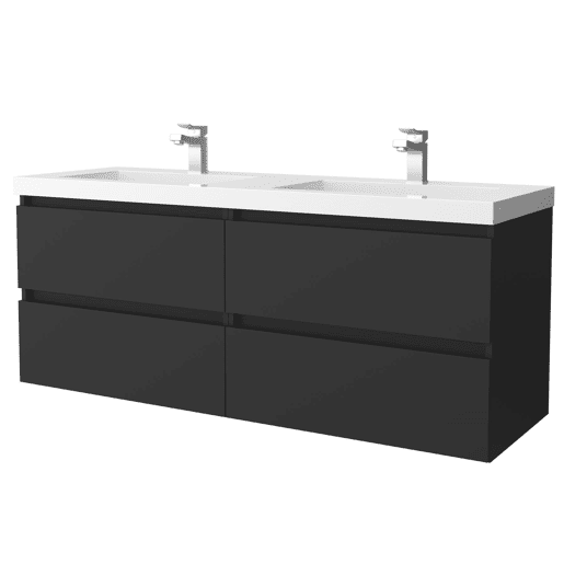Móvel de banheiro Bequia 140 cm Preto Mate | Lavatório em porcelana | Salgar