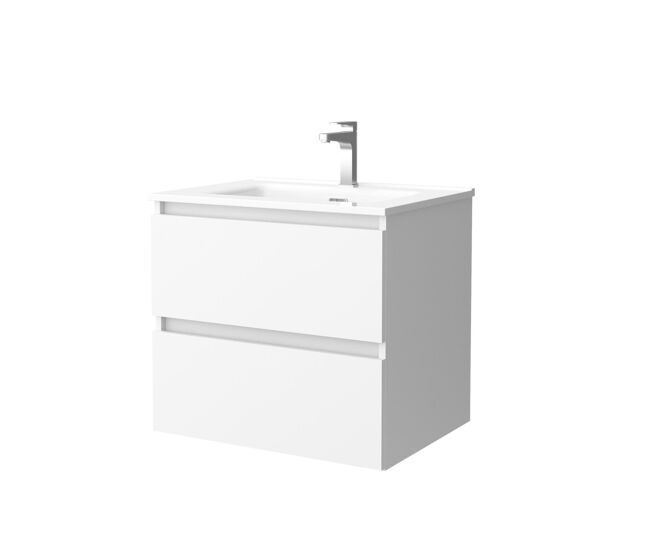Mueble de baño bequia 60 cm blanco mate | lavabo de porcelana | salgar