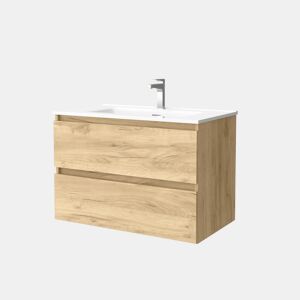 Móvel de banheiro Bequia 80 cm Carvalho | Lavatório em porcelana | Salgar