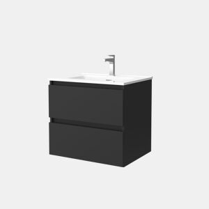 Móvel de banheiro Bequia 60 cm Preto Mate | Lavatório em porcelana | Salgar