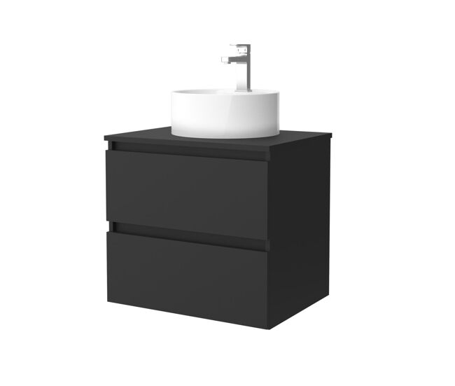 Mueble de baño bequia 70 cm negro mate | lavabo sobre encimera | salgar