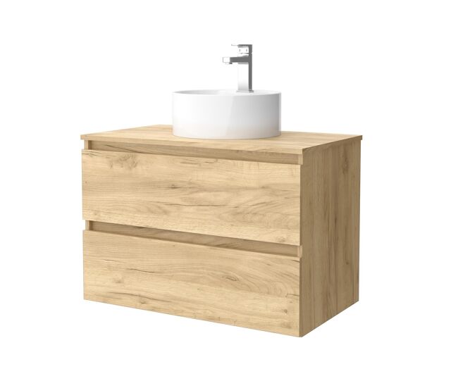 Mueble de baño bequia 80 cm roble | lavabo sobre encimera | salgar