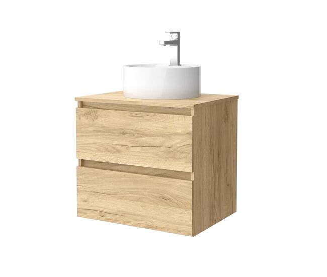Mueble de baño bequia 60 cm roble | lavabo sobre encimera | salgar