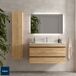 Mueble de baño BORN con perfil de tirador - Lavabo de porcelana 100 Mueble de baño BORN con perfil de tirador - Lavabo de porcelana 100 Roble