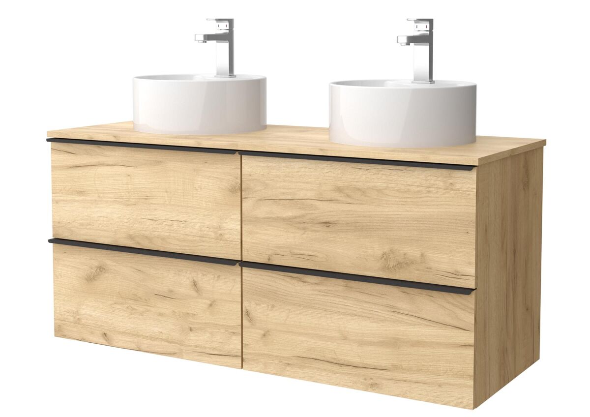 Mueble de baño Nabua con tirador de pestaña | Lavabo sobre encimera 120