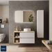 Mueble de baño 2 cajones y 2 huecos con Lavabo sobre encimera 90 Mueble de baño 2 cajones y 2 huecos con Lavabo sobre encimera 90 Blanco