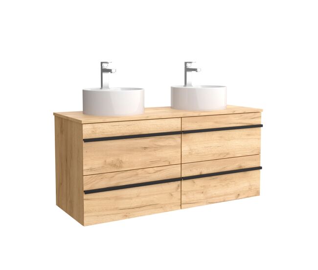 Mueble de baño serie born 120 cm roble con perfil de tirador | lavabo sobre encimera | salgar