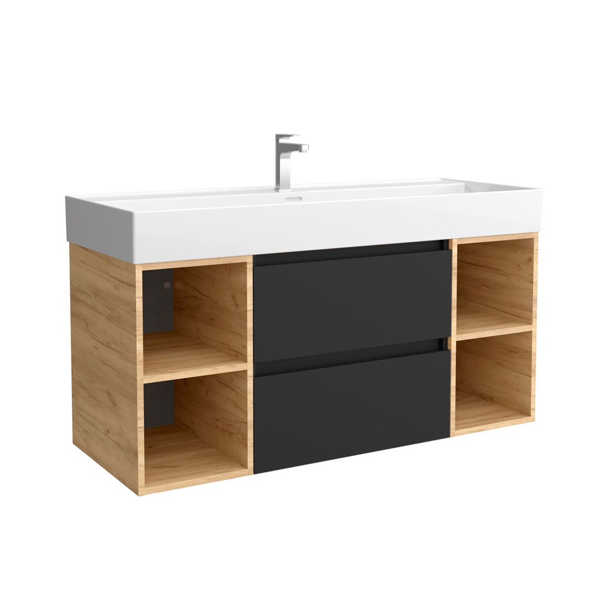Mueble de baño 2 cajones 2 coquetas 2 huecos-Lavabo de Porcelana